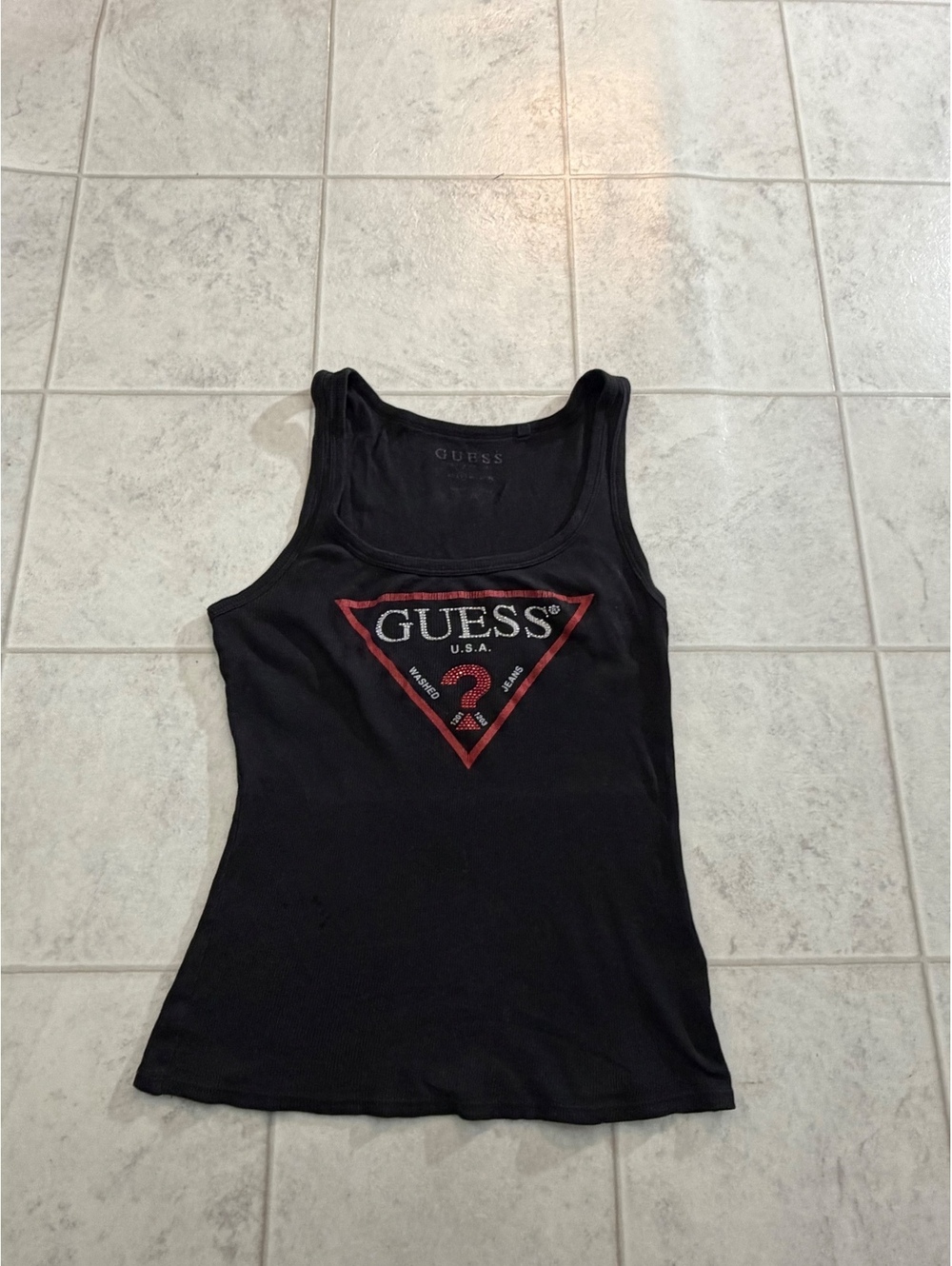 Guess black ribbed tank top